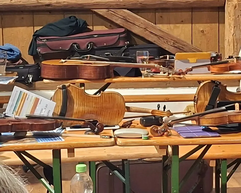 The Genussgeiger's instruments on a table