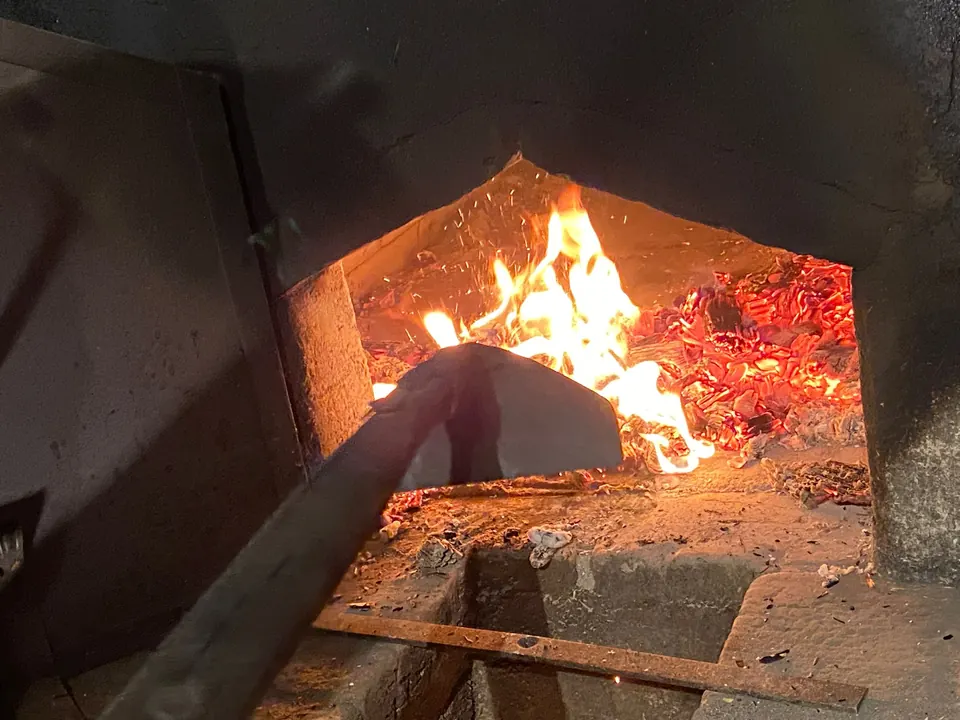 Fire in the bread oven
