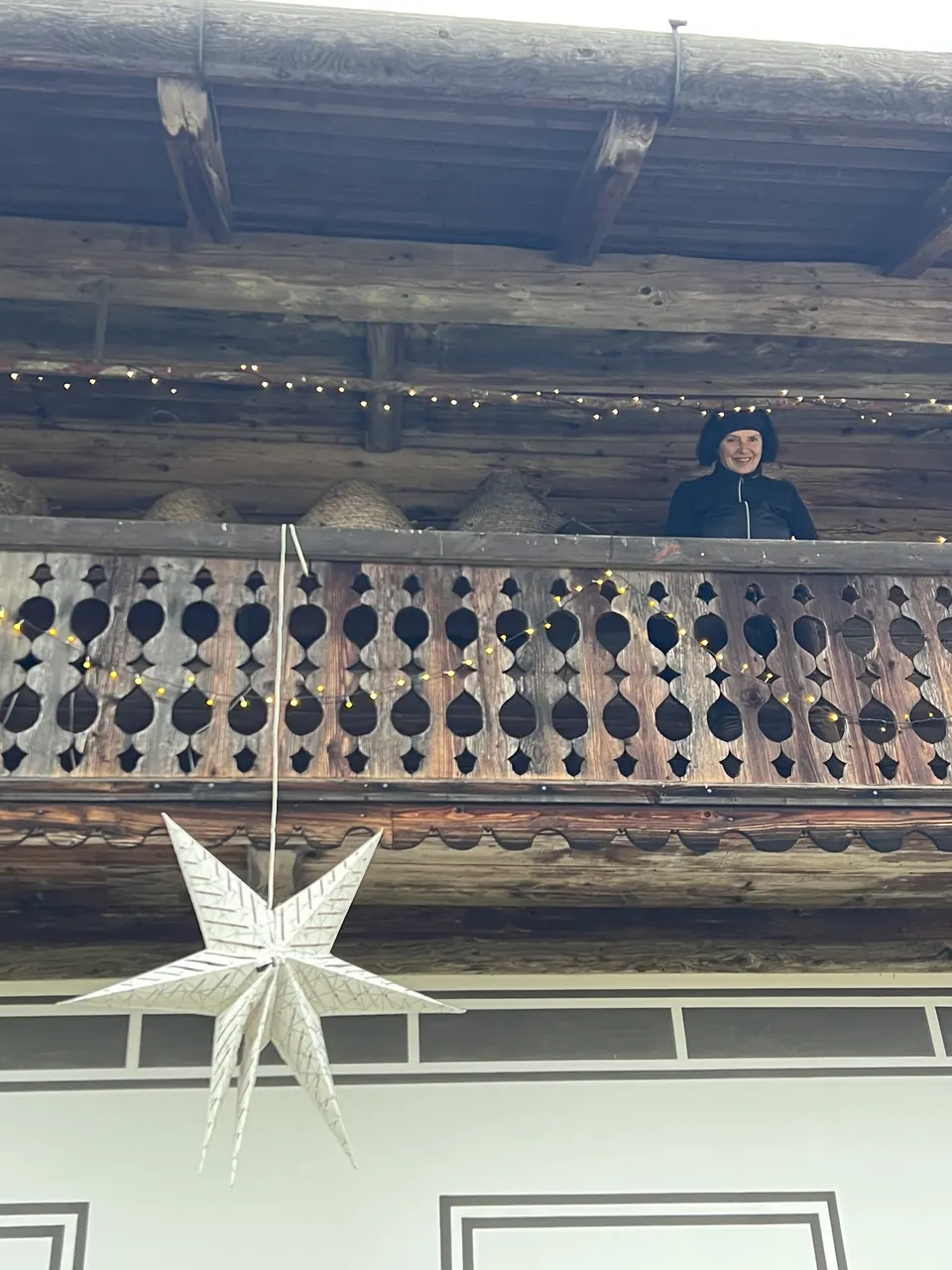 Christmas star on the balcony