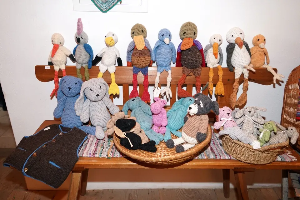 Handgemachte Stofftiere am Markt